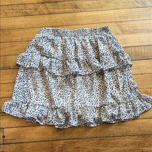 Women's Cream Leopard Print Ruffle Skirt